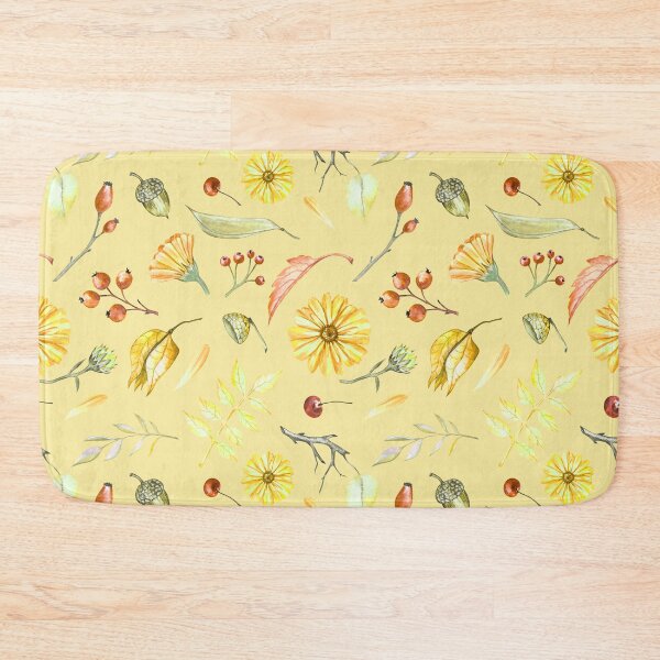 Item preview, Cozy Fall Meadow – Leaves & Wildflowers Pattern | Yellow designed and sold by Frohyou.