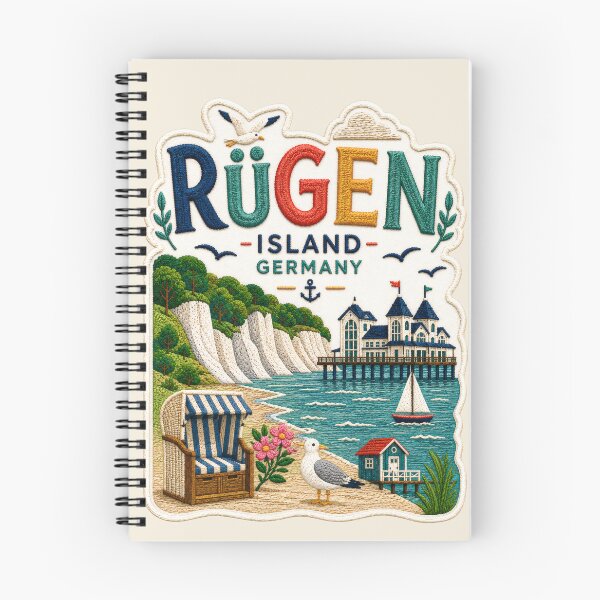 Item preview, Rügen Island Germany Embroidered Coastal Travel Poster designed and sold by Witsprings.
