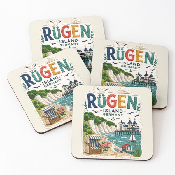 Item preview, Rügen Island Germany Embroidered Coastal Travel Poster designed and sold by Witsprings.