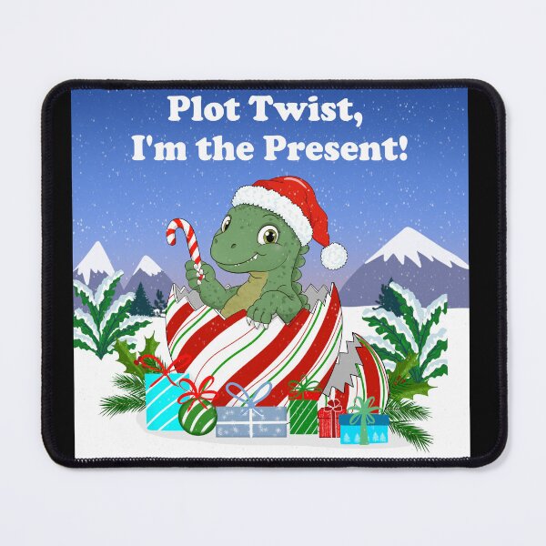 Item preview, Plot Twist, I'm The Present Christmas Baby Dinosaur in The Mountains designed and sold by daphsam.