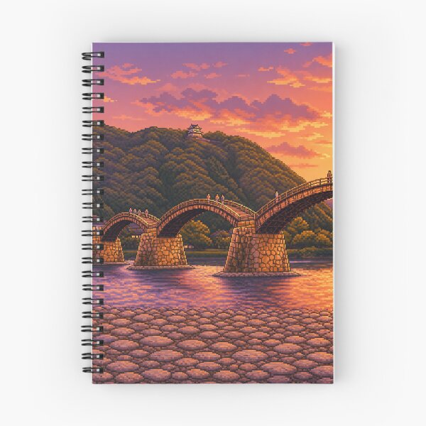 Item preview, Kintaikyo Bridge Sunset Pixel Art designed and sold by sabusabu78.