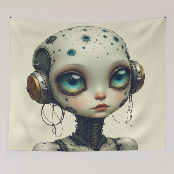 Item preview, Retrato de cíborg moderno en una atmósfera de robótica futurista designed and sold by FotoworldEdel.