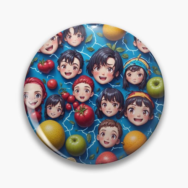 Item preview, Cute Anime Faces and Fruit Lightning Storm Pattern designed and sold by HappyPrintCo.