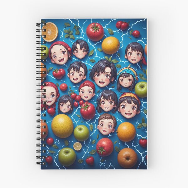 Item preview, Cute Anime Faces and Fruit Lightning Storm Pattern designed and sold by HappyPrintCo.