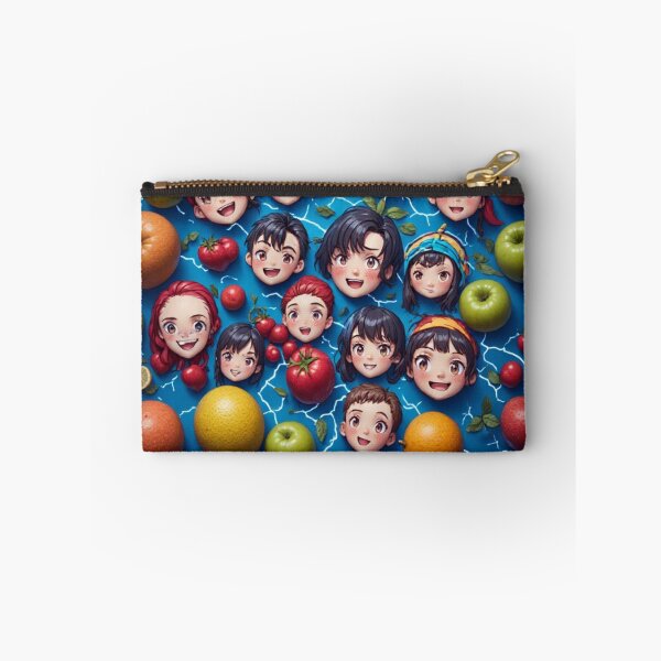 Item preview, Cute Anime Faces and Fruit Lightning Storm Pattern designed and sold by HappyPrintCo.