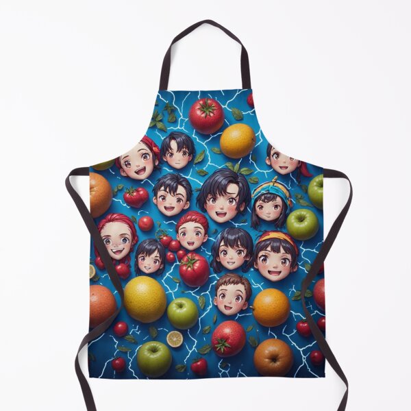 Item preview, Cute Anime Faces and Fruit Lightning Storm Pattern designed and sold by HappyPrintCo.