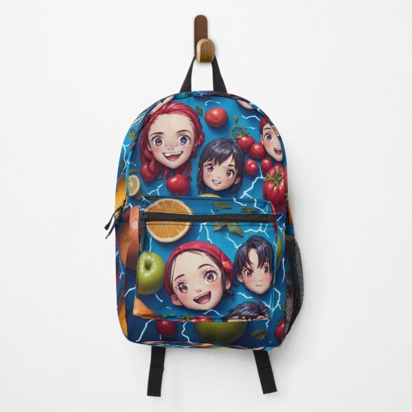 Item preview, Cute Anime Faces and Fruit Lightning Storm Pattern designed and sold by HappyPrintCo.