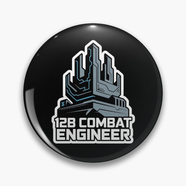 Item preview, 12B Combat Engineer — Futuristic Fortress Emblem U.S. Army MOS Military Engineering Graphic White Outline designed and sold by GFamilyC.