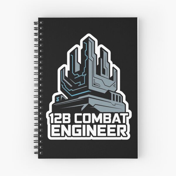 Item preview, 12B Combat Engineer — Futuristic Fortress Emblem U.S. Army MOS Military Engineering Graphic White Outline designed and sold by GFamilyC.
