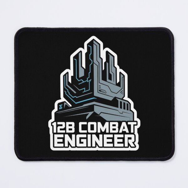 Item preview, 12B Combat Engineer — Futuristic Fortress Emblem U.S. Army MOS Military Engineering Graphic White Outline designed and sold by GFamilyC.