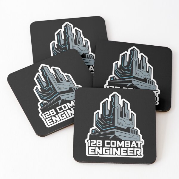 Item preview, 12B Combat Engineer — Futuristic Fortress Emblem U.S. Army MOS Military Engineering Graphic White Outline designed and sold by GFamilyC.