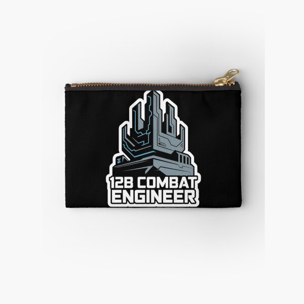 Item preview, 12B Combat Engineer — Futuristic Fortress Emblem U.S. Army MOS Military Engineering Graphic White Outline designed and sold by GFamilyC.