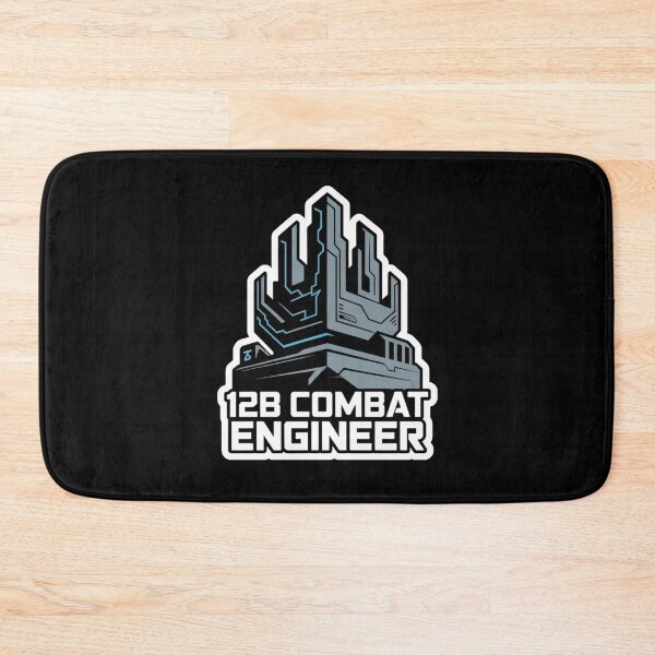Item preview, 12B Combat Engineer — Futuristic Fortress Emblem U.S. Army MOS Military Engineering Graphic White Outline designed and sold by GFamilyC.