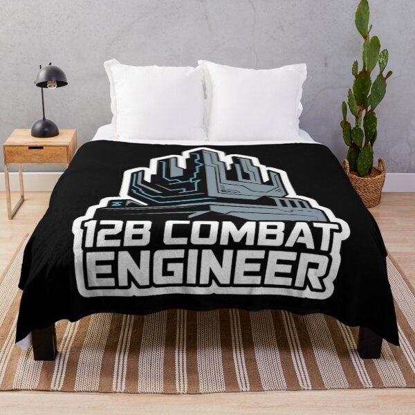 Item preview, 12B Combat Engineer — Futuristic Fortress Emblem U.S. Army MOS Military Engineering Graphic White Outline designed and sold by GFamilyC.