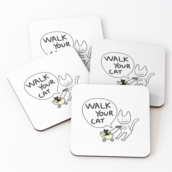 Item preview, Walk Your Cat Sticker – Funny Cat Walking Design, Cute Kawaii Kitty Gift designed and sold by lazydayz16.