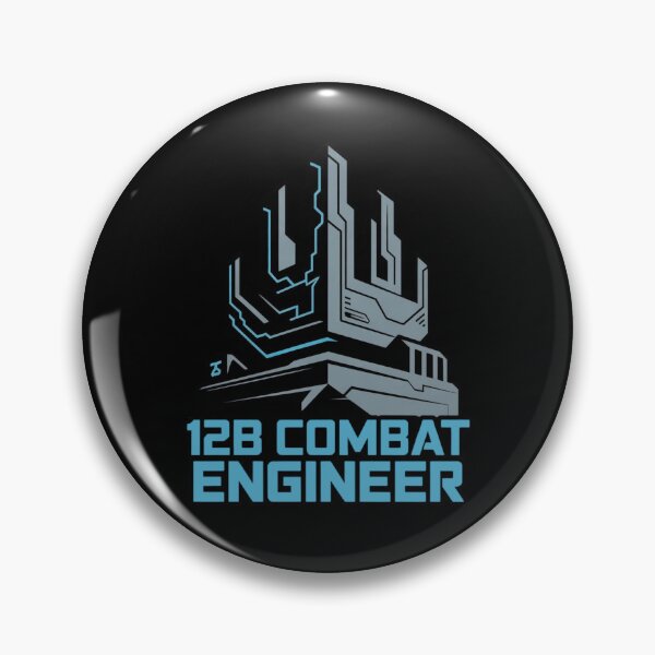 Item preview, 12B Combat Engineer — Futuristic Fortress Emblem U.S. Army MOS Military Engineering Graphic Blue Font designed and sold by GFamilyC.