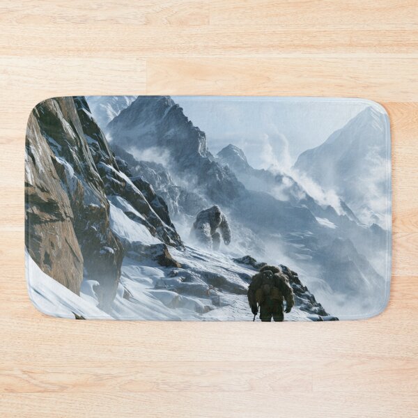 Item preview, A towering Yeti trekking through blizzard-covered Himalayan peaks surrounded by towering glaciers and blowing snow, Fantasy & Mythological Creatures designed and sold by CDC40.