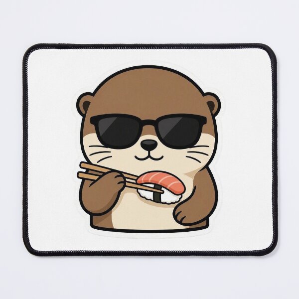Item preview, Cute Otter Eating Salmon Sushi Chopsticks Sunglasses designed and sold by BobaCatDesign.