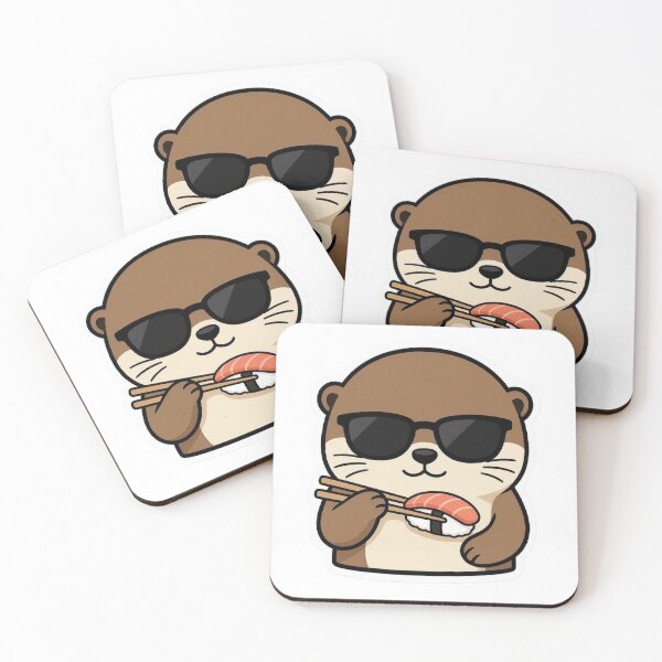 Item preview, Cute Otter Eating Salmon Sushi Chopsticks Sunglasses designed and sold by BobaCatDesign.