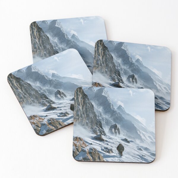 Item preview, A towering Yeti trekking through blizzard-covered Himalayan peaks surrounded by towering glaciers and blowing snow, Fantasy & Mythological Creatures designed and sold by CDC40.