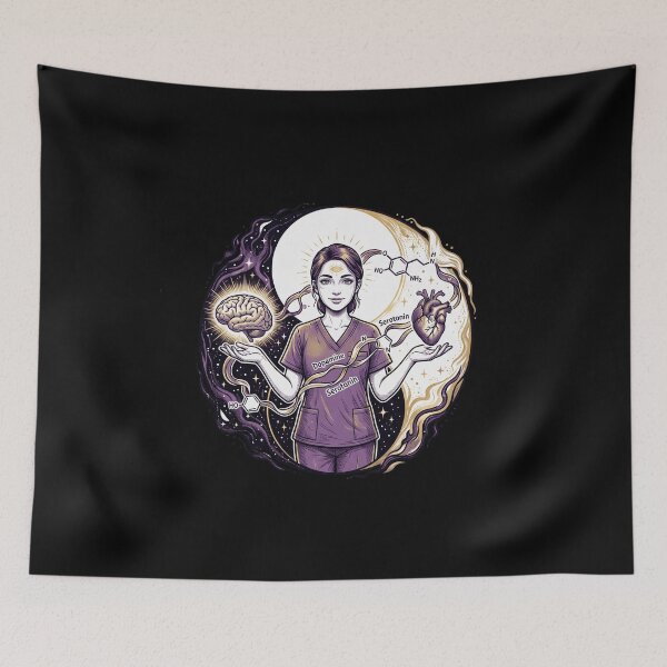 Item preview, Psychiatric Nurse Yin Yang Brain Heart Serotonin Dopamine Mental Health Aesthetic designed and sold by Animer-art1.