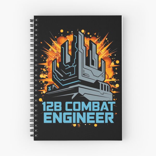 Item preview, 12B Combat Engineer — Futuristic Fortress Emblem U.S. Army MOS Military Engineering Graphic Explosion Blue Font designed and sold by GFamilyC.