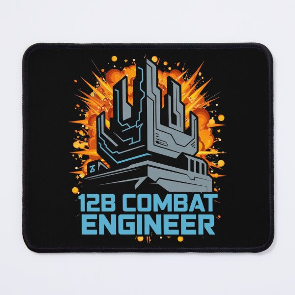 Item preview, 12B Combat Engineer — Futuristic Fortress Emblem U.S. Army MOS Military Engineering Graphic Explosion Blue Font designed and sold by GFamilyC.