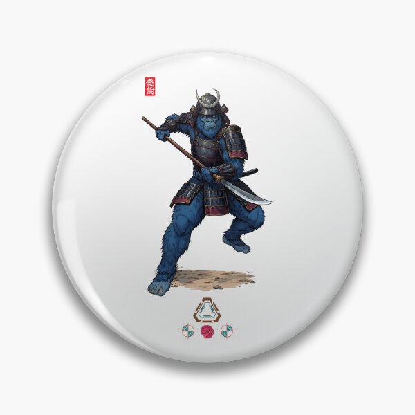 Item preview, Blue Samurai Ape Warrior in Detailed Armor with Naginata Polearm designed and sold by Whimsy Trail Co.