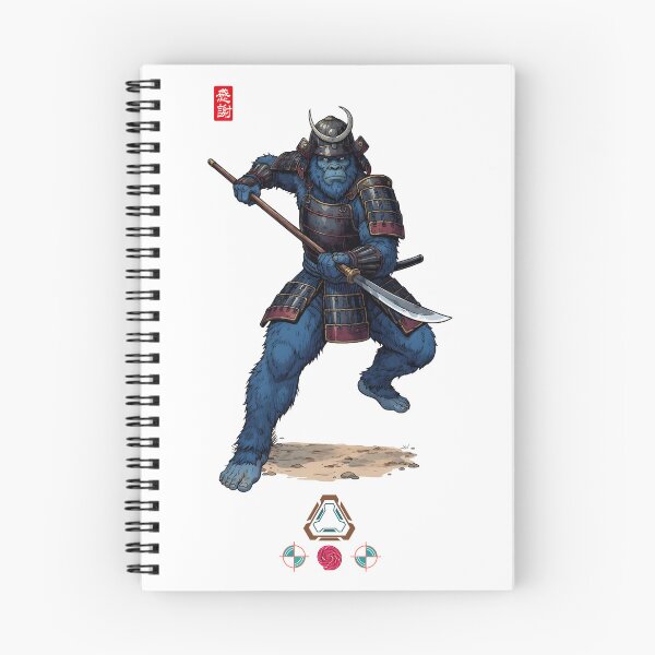 Item preview, Blue Samurai Ape Warrior in Detailed Armor with Naginata Polearm designed and sold by Whimsy Trail Co.