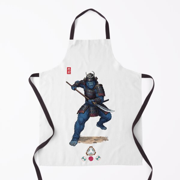 Item preview, Blue Samurai Ape Warrior in Detailed Armor with Naginata Polearm designed and sold by Whimsy Trail Co.