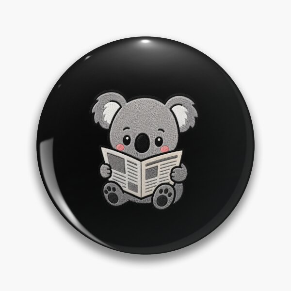 Item preview, Cute Koala Reading Newspaper Kawaii Embroidery Patch designed and sold by ColorSplash123.