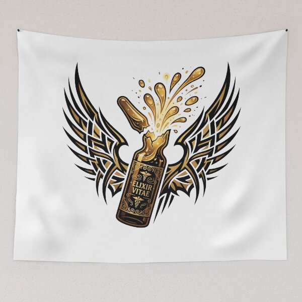 Item preview, Elixir Vitae Glass Ampoule Caduceus Golden Wings Pharmacy Aesthetic designed and sold by Animer-art1.