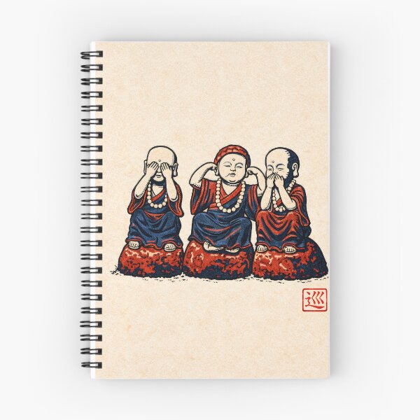 Item preview, Three Wise Monks – Japan Linocut Print designed and sold by JAPANCE STUDIO.