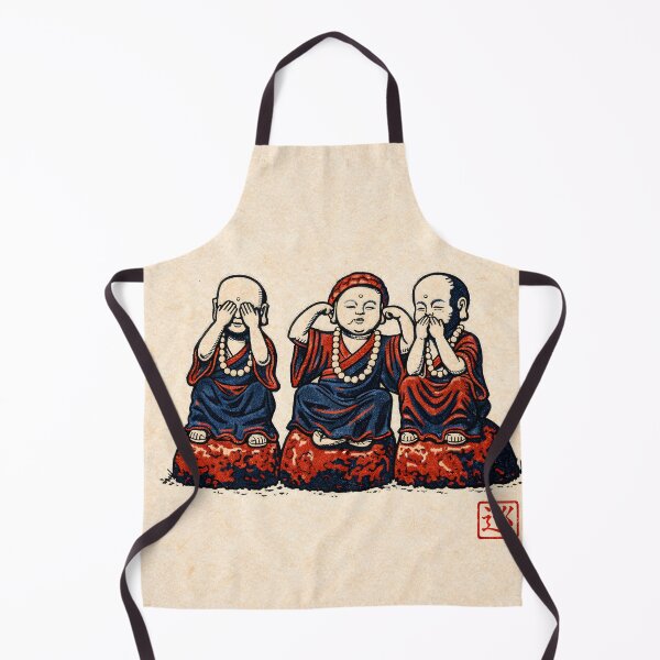 Item preview, Three Wise Monks – Japan Linocut Print designed and sold by JAPANCE STUDIO.