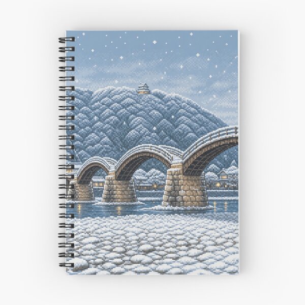 Item preview, Snowy Kintaikyo Bridge Pixel Art designed and sold by sabusabu78.
