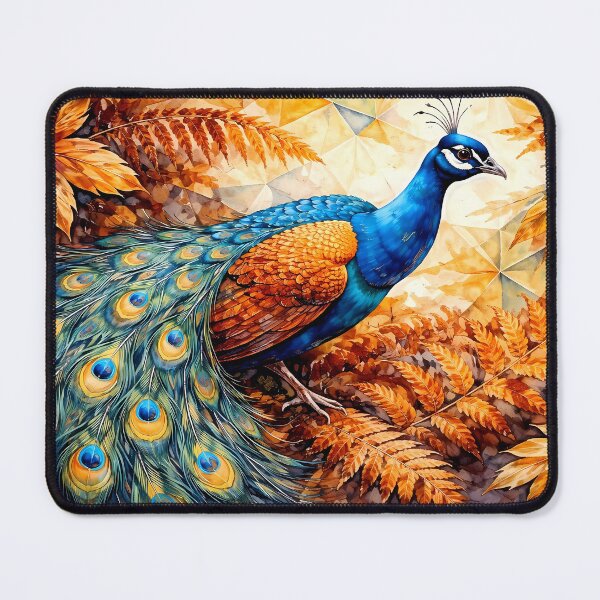 Item preview, Colorful Peacock Among Autumn Leaves designed and sold by cuprum.