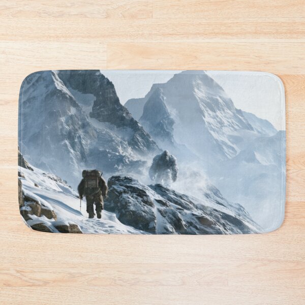 Item preview, A towering Yeti trekking through blizzard-covered Himalayan peaks surrounded by towering glaciers and blowing snow, Fantasy & Mythological Creatures designed and sold by CDC40.