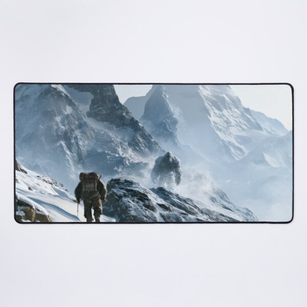 Item preview, A towering Yeti trekking through blizzard-covered Himalayan peaks surrounded by towering glaciers and blowing snow, Fantasy & Mythological Creatures designed and sold by CDC40.