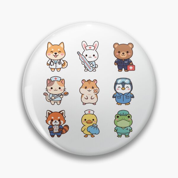 Item preview, Cute Kawaii Animals Medical Hospital Doctor Nurse EMT Sticker Pack designed and sold by Animer-art1.