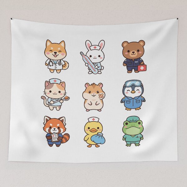 Item preview, Cute Kawaii Animals Medical Hospital Doctor Nurse EMT Sticker Pack designed and sold by Animer-art1.