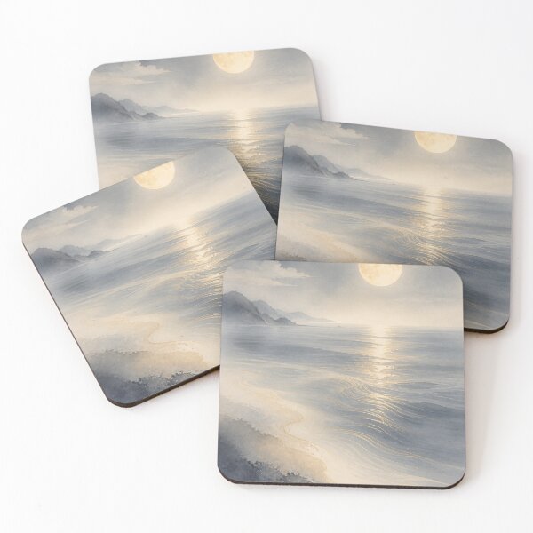 Item preview, Moon Ocean Wall Art Poster | Moonlit Ocean Flow, Japandi Coastal Zen Decor designed and sold by LuminaKage.