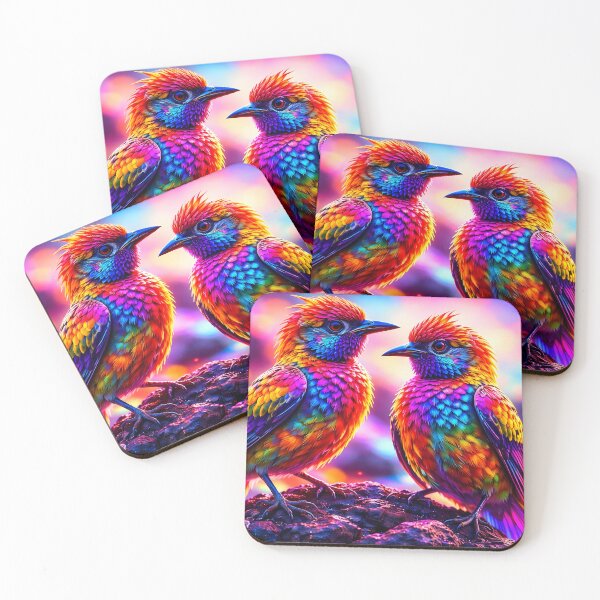 Item preview, Vibrant Rainbow Birds on Rocks designed and sold by cuprum.