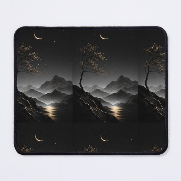 Item preview, Golden Moon Serenity – Minimalist Black & Gold Landscape designed and sold by Coverify.