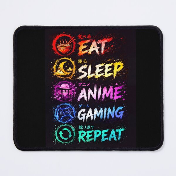 Item preview, Eat Sleep Anime Gaming Repeat Neon Japanese Otaku Gamer Art designed and sold by FaizArtShop.