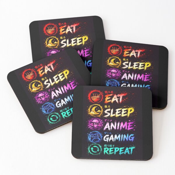 Item preview, Eat Sleep Anime Gaming Repeat Neon Japanese Otaku Gamer Art designed and sold by FaizArtShop.