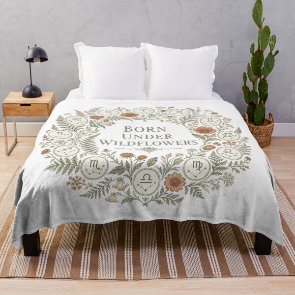 Artikelvorschau, Born Under Wildflowers Sternzeichen Rad Cottagecore Botanisch entworfen und verkauft von BoosterShop.