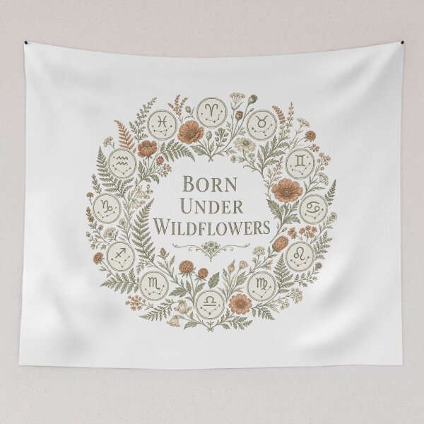Item preview, Born Under Wildflowers Zodiac Sign Rad Cottagecore Botanical designed and sold by BoosterShop.