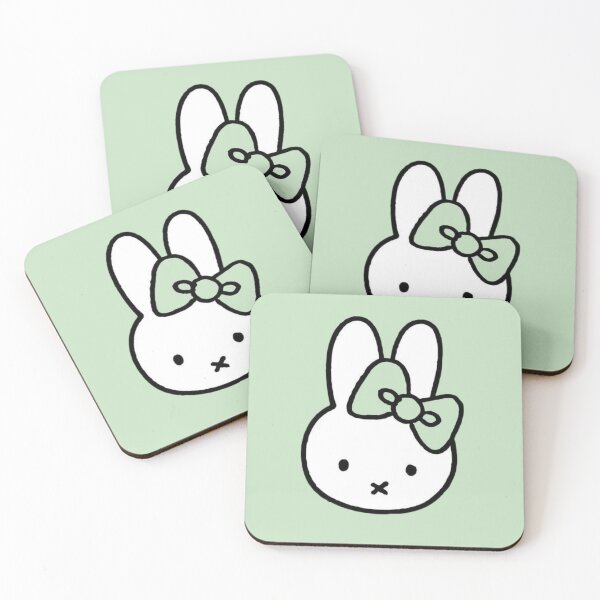Item preview, Cute White Bunny with Sage Green Bow Miffy! designed and sold by Cozy Moss Studio.