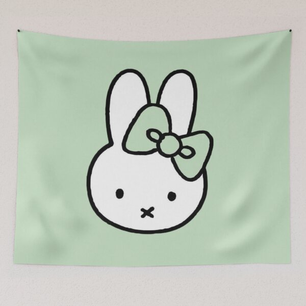 Item preview, Cute White Bunny with Sage Green Bow Miffy! designed and sold by Cozy Moss Studio.