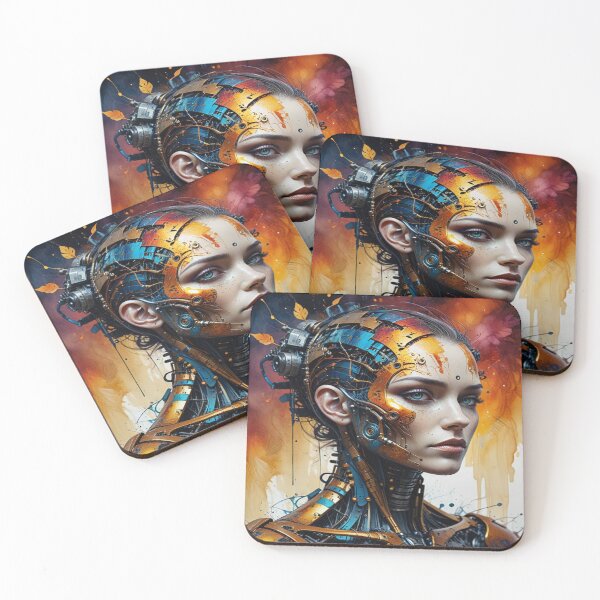 Item preview, Surreal Cyborg Portrait in Painterly Energy Fusion designed and sold by FotoworldEdel.